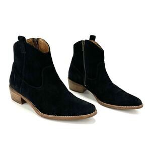 Madewell 1937 Footwear Barnwood Women Black Ankle Boot Sz 7 Suede Cowboy Bootie